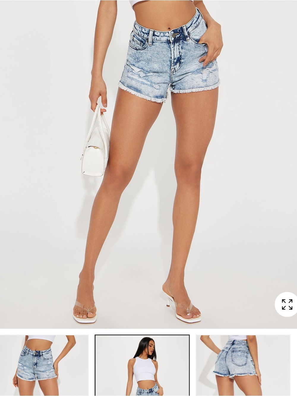 Fashion Nova Light Blue Acid Wash Frayed Hem Denim Shorts